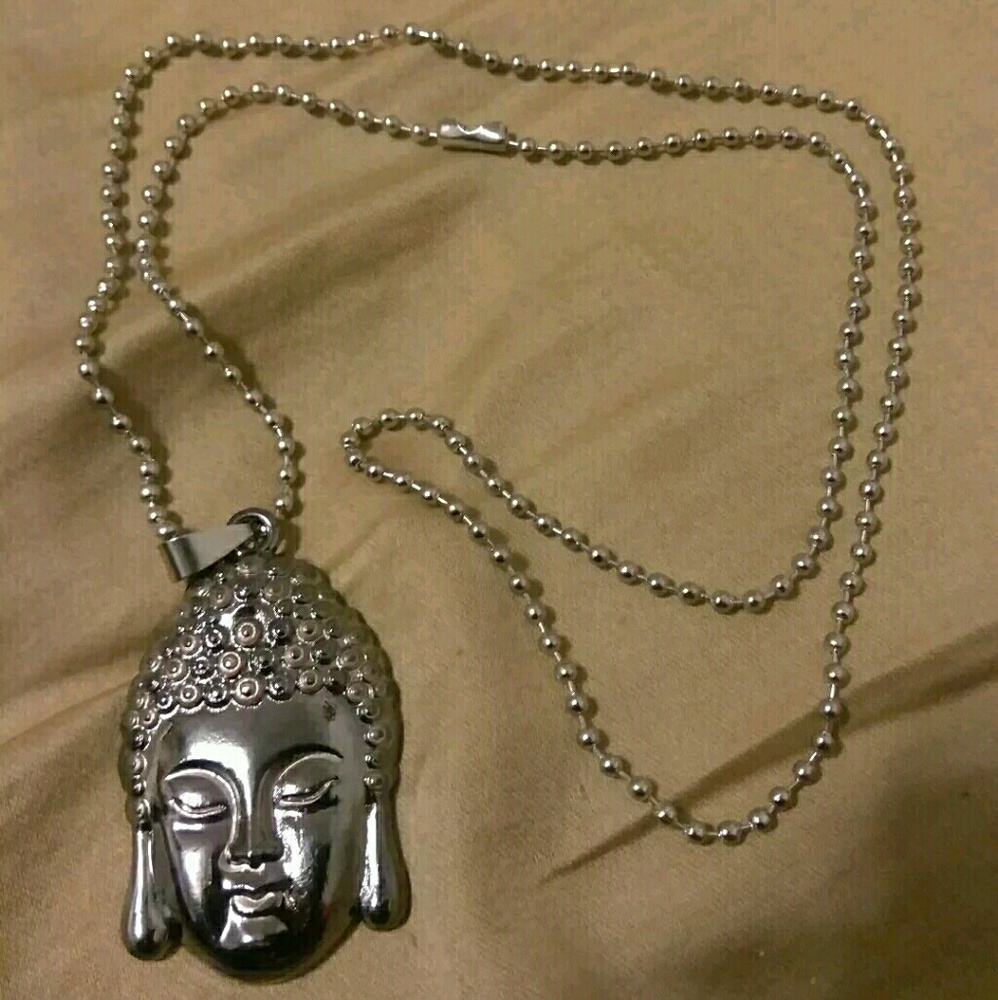 Buddha Head Titanium Metal Necklace